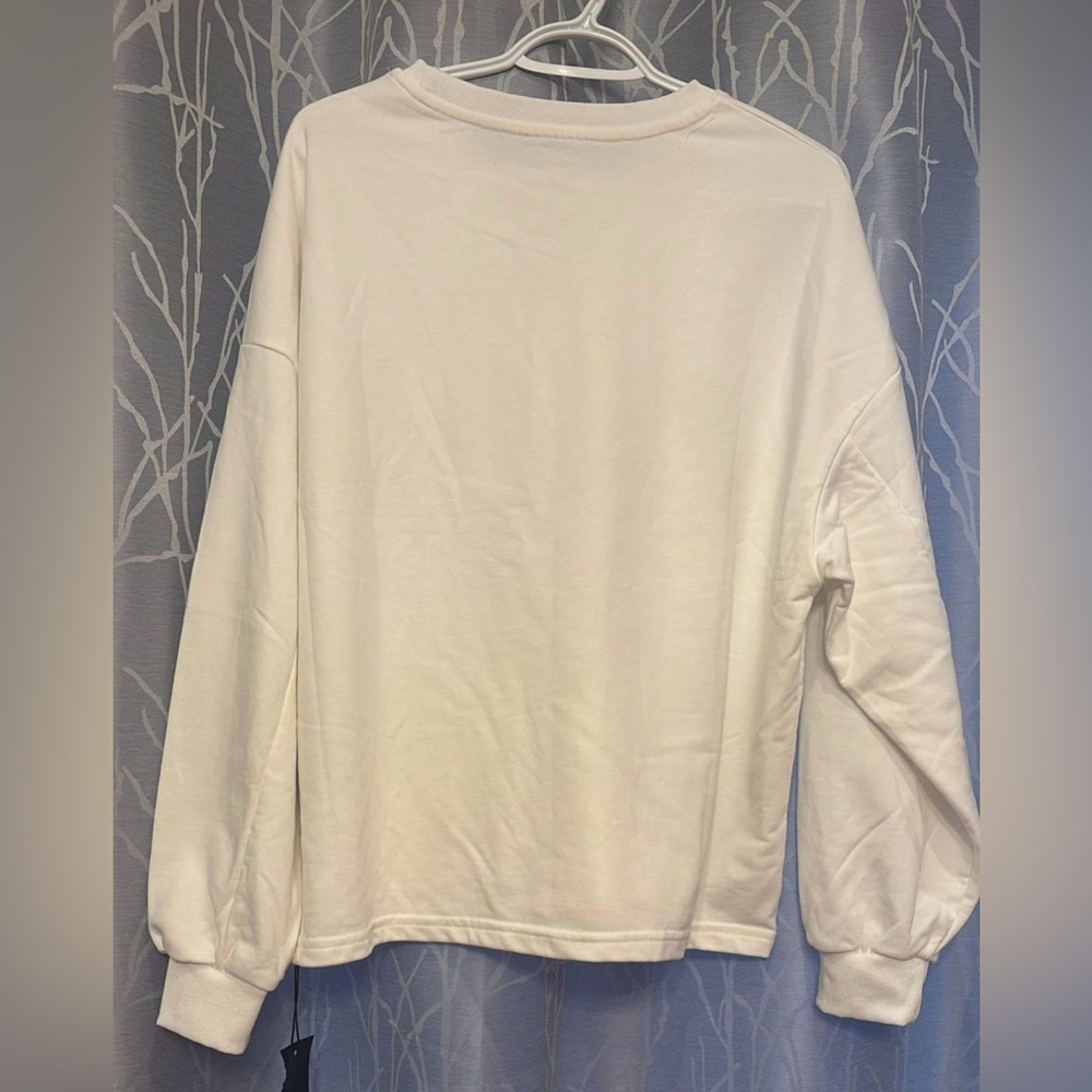 Disney Minnie Mouse Sweatshirt baggy style- creamy white and Pink with sequin - Picture 2 of 7